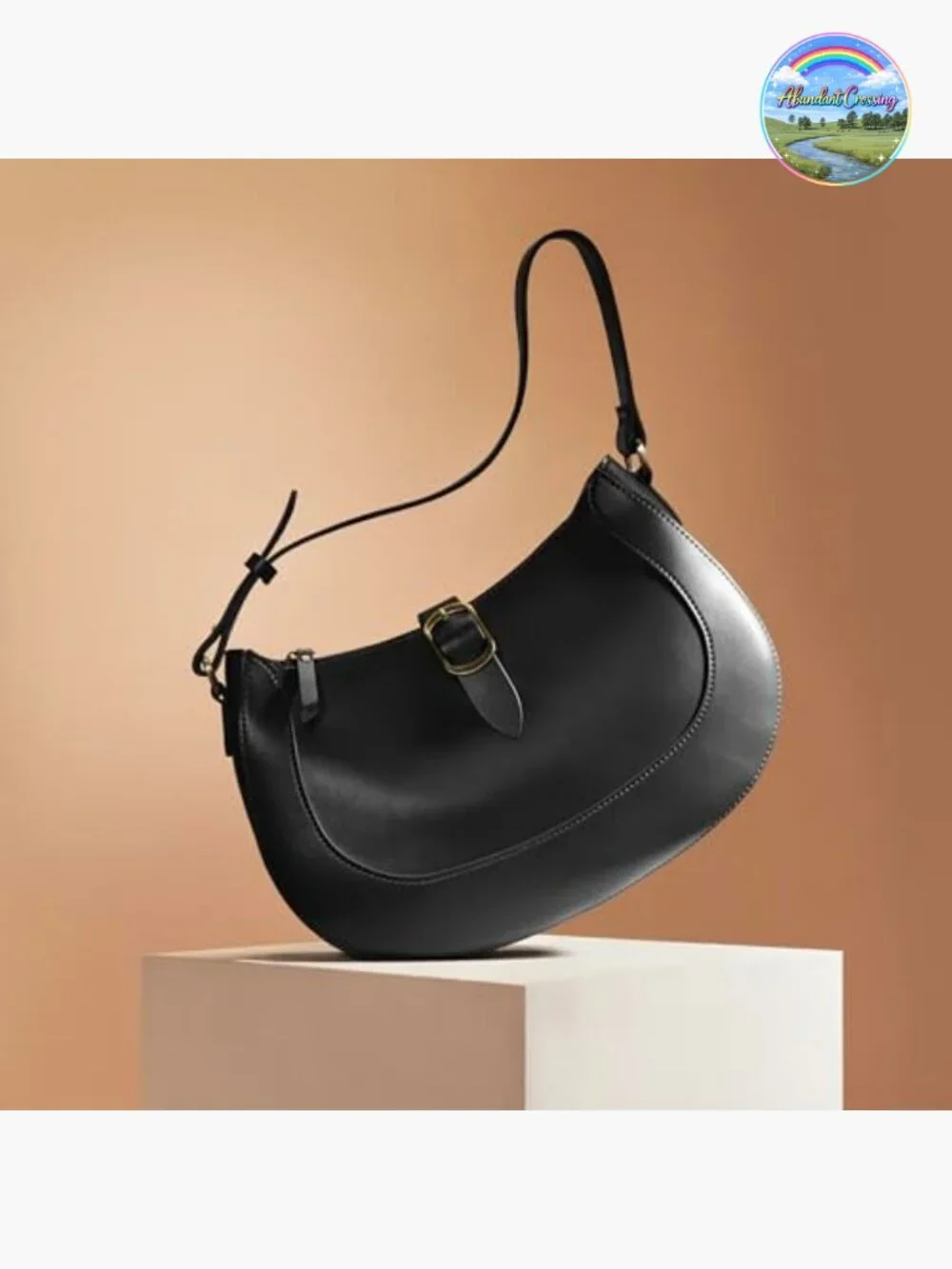Vegan Leather Crescent Hobo Bag Adjustable Strap Detachable Clutch